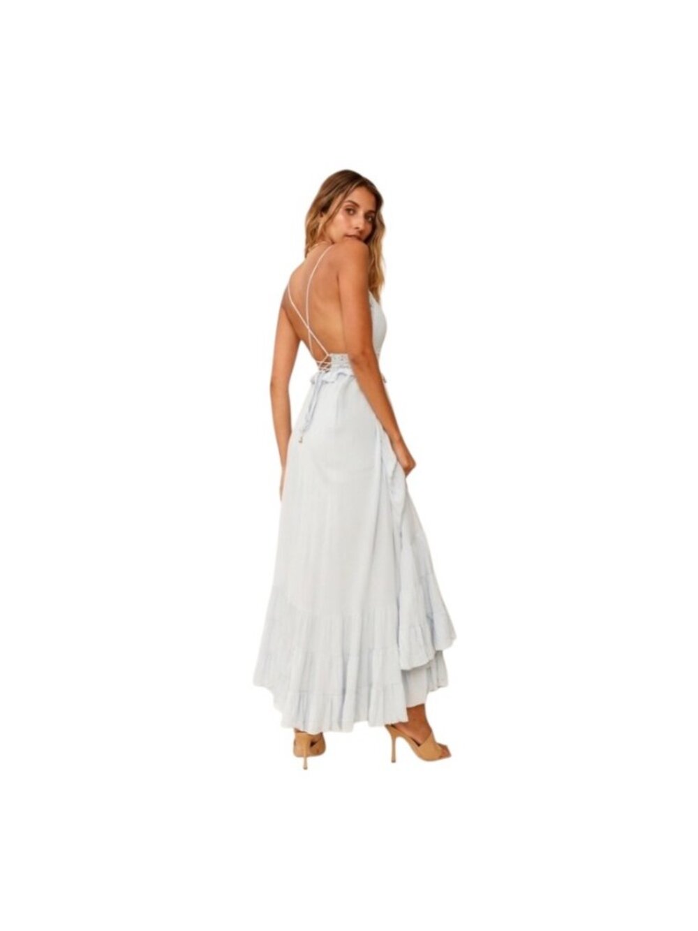 Selfie Leslie Desert Rose Maxi Dress Ice Blue Size XL Cottagecore Spring Boho - Picture 12 of 16